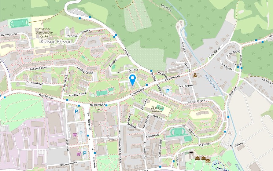 Mapa s vyznačeným místem Neštěmická 689/3, 40007 Ústí nad Labem